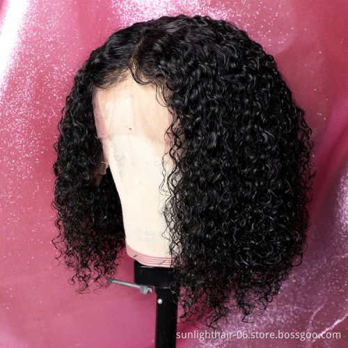 Sunlight Dropshipping Supplier Curly Wave Brazilian Human Hair Wig Remy Hair Short Wig Curly Bob Human Hair Wig